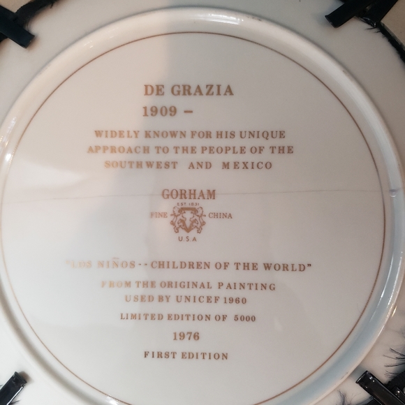 DE GRAZIA GORHAM  "LOS NINOS--CHILDREN OF THE WORLD" FINE CHINA PLATE - Picture 5 of 6